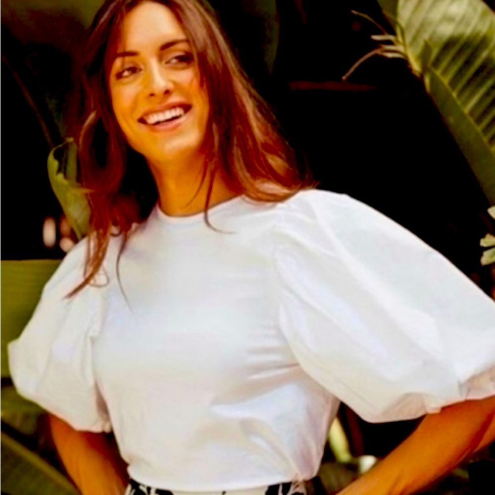 ISO Johanna Ortiz X HM H&M Classy White Puff Sleeve Top Shirt Blouse Size M